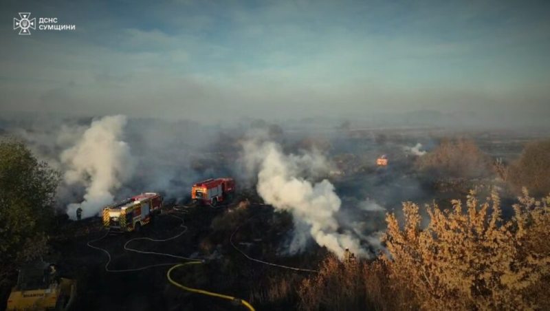 На Сумщині кілька діб поспіль борються з масштабною пожежею, яка охопила торф’яники