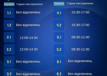 Графіки погодинних відключень на 30 грудня