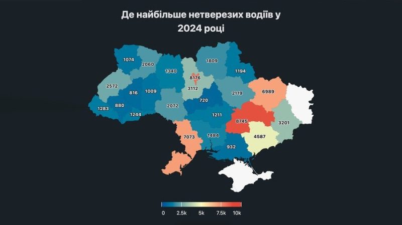 На Сумщині за 2024 рік зафіксували 1194 нетверезих водія