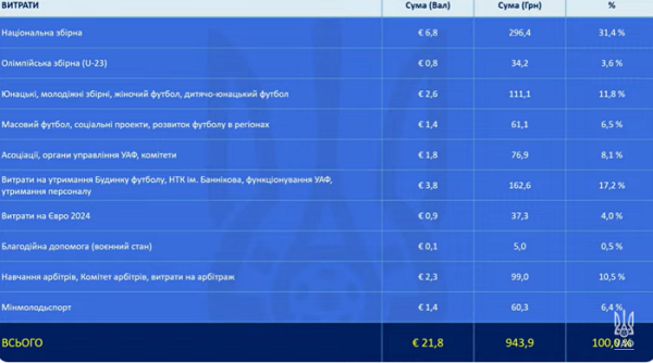 Фінанси УАФ: цього року в два рази менше надходжень, ніж у 2024-му, національна збірна отримає менше грошей