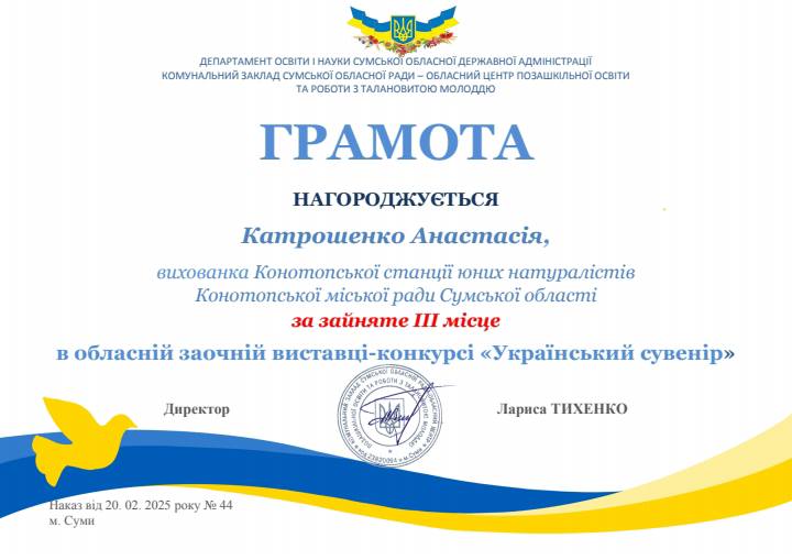 Юна конотопська майстриня підкорила Міжнародний та обласний конкурси