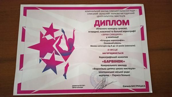 Хореографічний колектив “Барвінок” Шосткинської громади здобув перемогу у конкурсі “Зірки Сумщини”