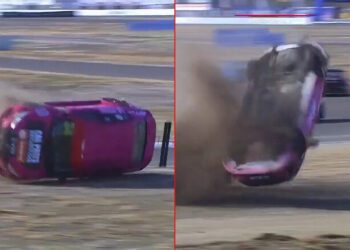 ВІДЕО. Моторошна аварія під час гонки. Машину підкинуло в повітря