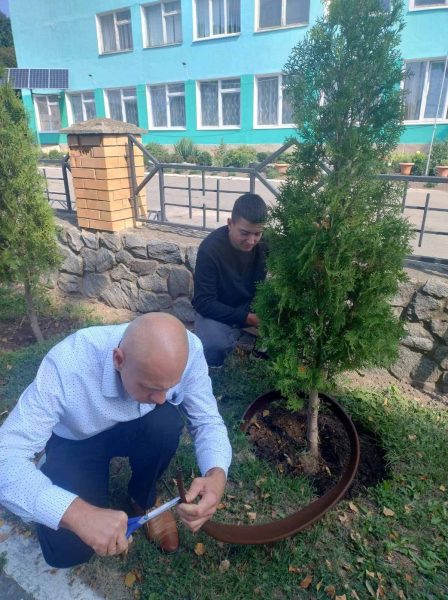 Студенти Роменського фахового коледжу СНАУ облаштували територію екобордюрами та замульчували туї