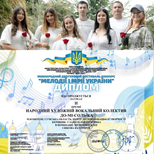 Одна пісня – три перемоги: конотопська ДО-МІ-СОЛЬ-КА підкорила міжнародні фестивалі-конкурси