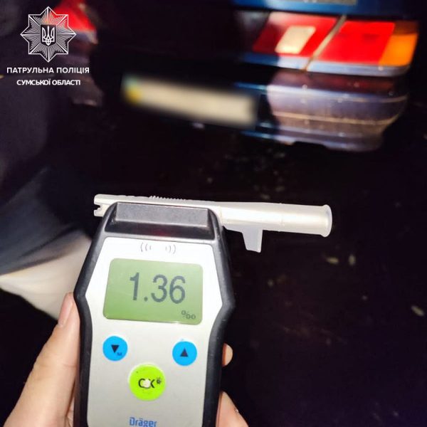 У Сумах патрульні вночі зупинили двох п’яних водіїв з однаковими показниками алкоголю в крові