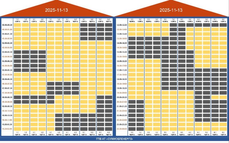 Упродовж наступної доби на Сумщині діятимуть графіки погодинних відключень електроенергії