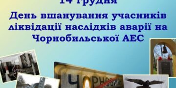 14 грудня – День вшанування учасників ліквідації наслідків аварії на Чорнобильській АЕС