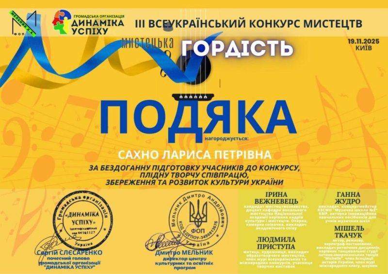 Мешканка Підлипного здобула перемогу на конкурсі “Мистецька гордість”