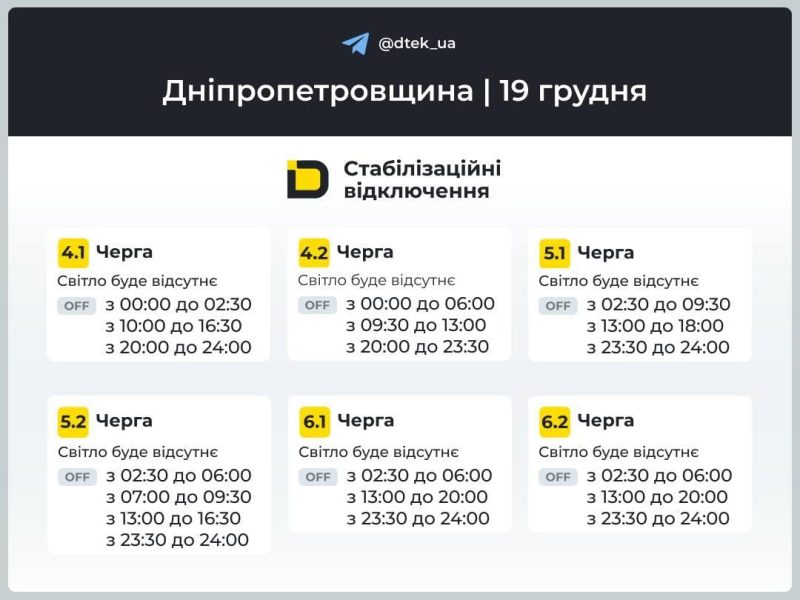 Відключення світла 19 грудня: коли не буде світла у п'ятницю