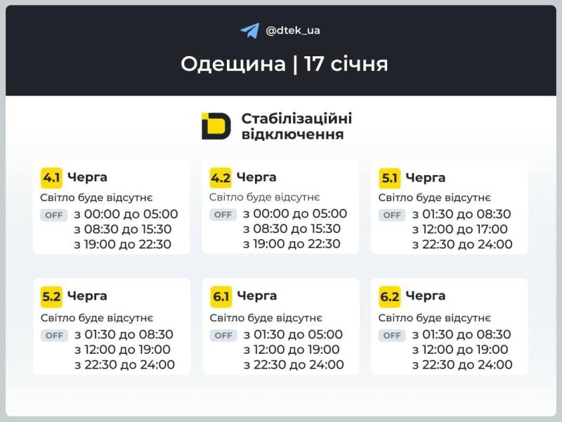Графіки відключень світла на суботу: коли та скільки не буде електроенергії