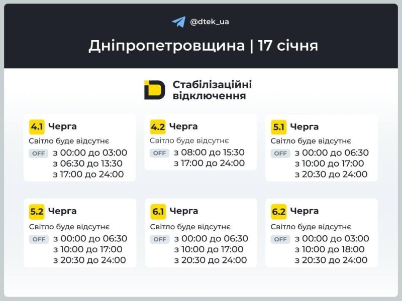 Графіки відключень світла на суботу: коли та скільки не буде електроенергії
