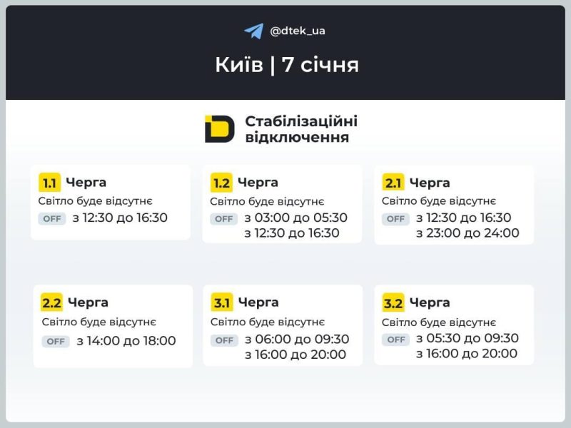 В Україні 7 січня заплановані відключення світла: як діятимуть графіки у середу