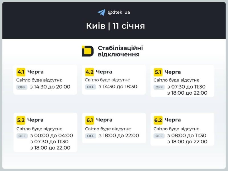 Відключення світла у неділю: енергетики показали графіки на 11 січня