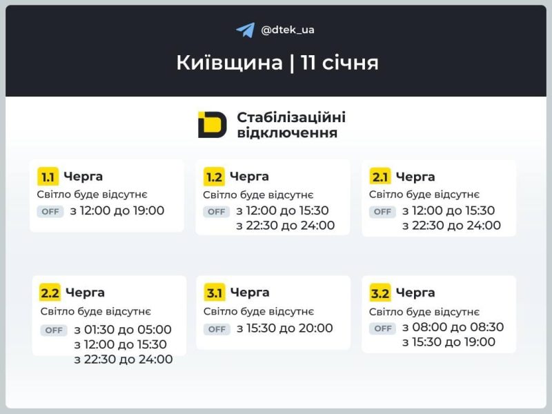 Відключення світла у неділю: енергетики показали графіки на 11 січня