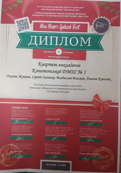 Викладачі Конотопської дитячої музичної школи №1 стали переможцями міжнародних фестивалів-конкурсів