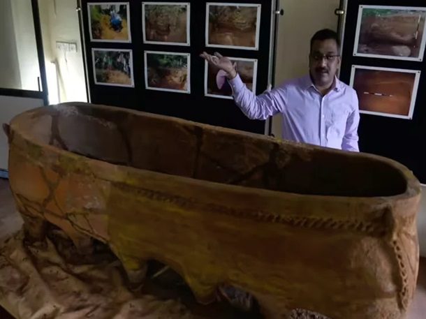 У Південній Індії знайшли унікальний 2300-річний теракотовий саркофаг