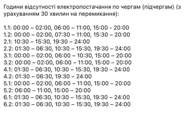 Графіки відключень на 22 лютого: коли українці будуть без світла в неділю