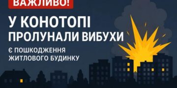 У Конотопі пролунали вибухи: пошкоджено житловий будинок