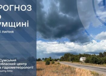 На Сумщині прогнозують значний дощ із грозою